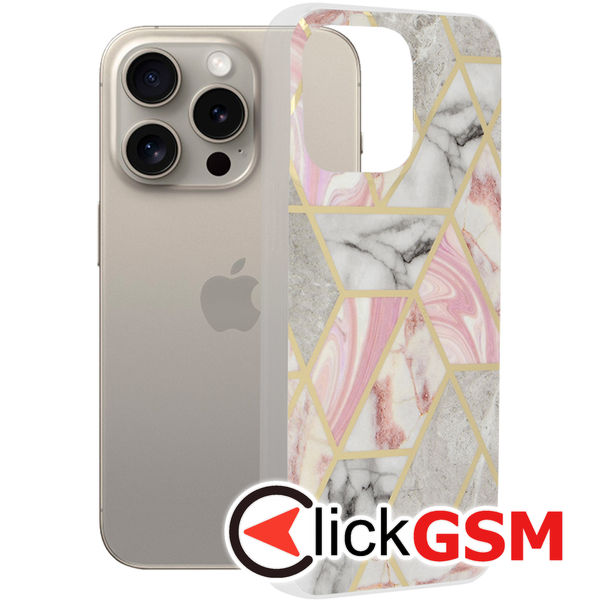 Husa Marble roz Apple iPhone 15 Pro Max 3px