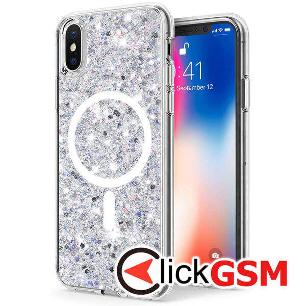 Husa Sparkly Glitter  alb Apple iPhone X 9hs