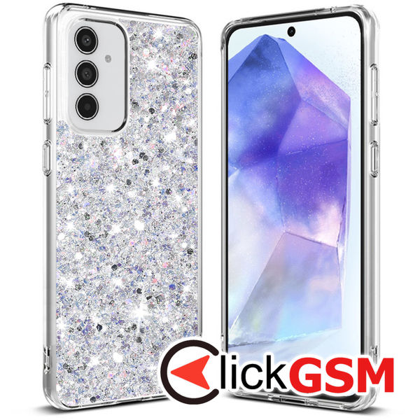 Husa Sparkly Glitter  alb Samsung Galaxy A55 9ku