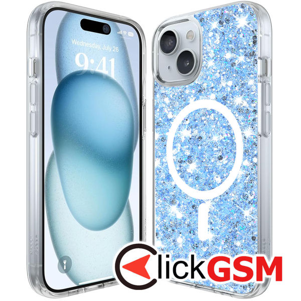 Husa Sparkly Glitter  bleu Apple iPhone 15 Plus eu5