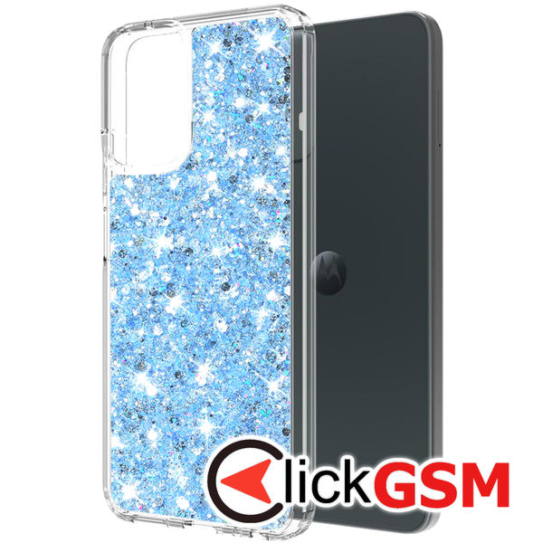 Accesoriu Husa Sparkly Glitter  Bleu Motorola Moto G04