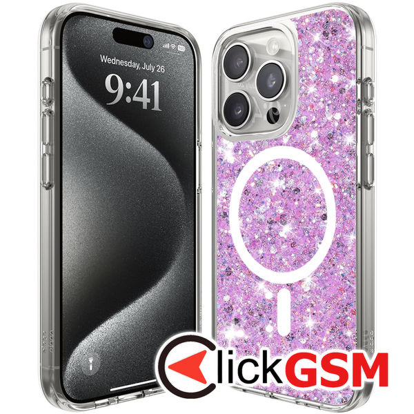 Husa Sparkly Glitter  magenta Apple iPhone 15 Pro 9jz