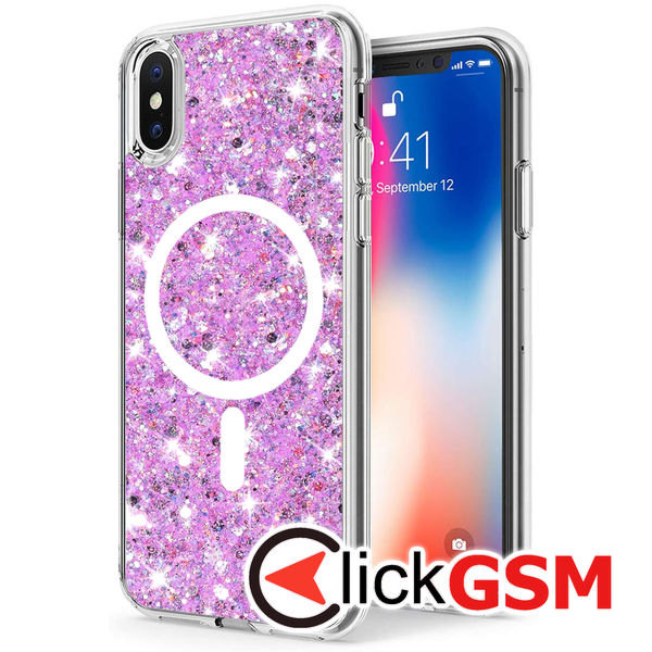 Husa Sparkly Glitter  magenta Apple iPhone X 9hw