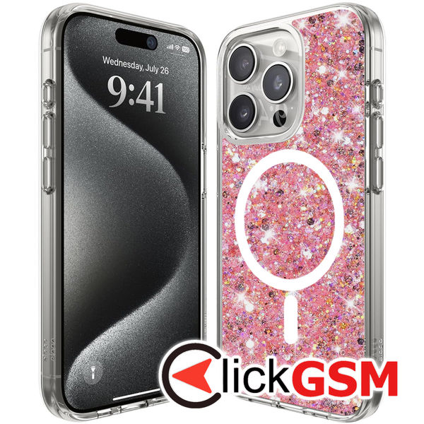 Husa Sparkly Glitter  roz Apple iPhone 16 Pro Max ge7