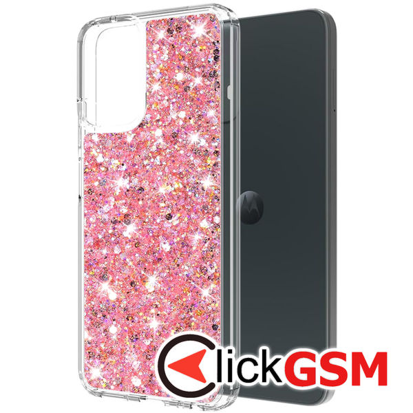 Accesoriu Husa Sparkly Glitter  Roz Motorola Moto G04