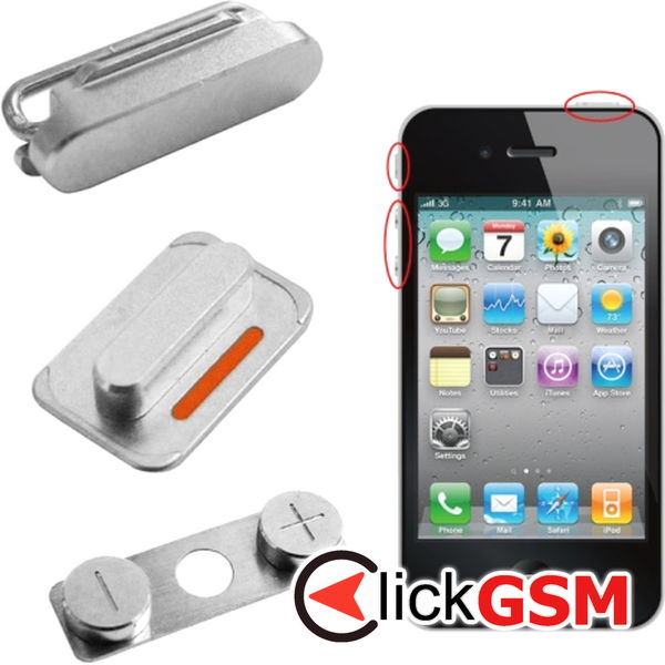 Piesa Buton Lateral Cu Butoane Volum Apple Iphone 4s 4f9q