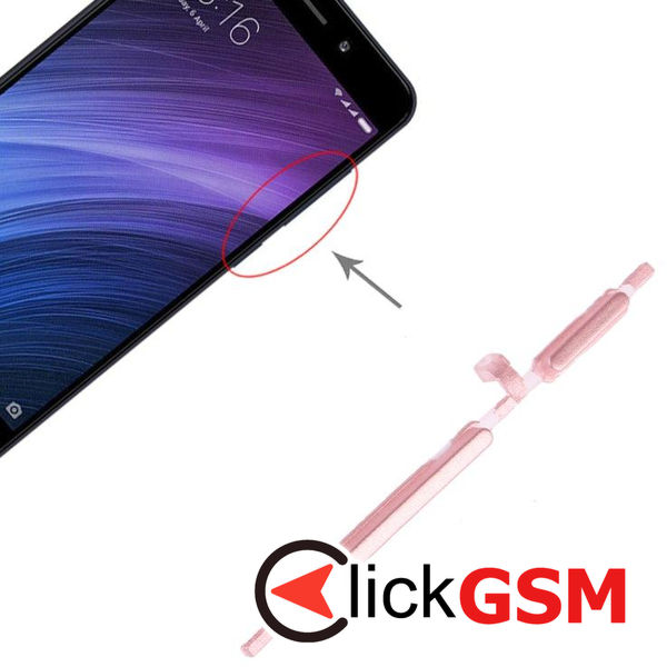 Piesa Buton Lateral Cu Buton Pornire Si Butoane Volum Pink Xiaomi Redmi 4a 1yj7