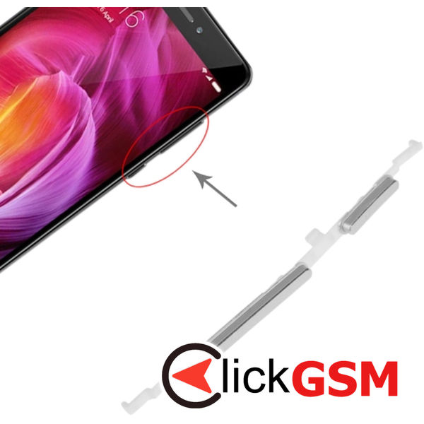 Piesa Piesa Buton Lateral Cu Buton Pornire Si Butoane Volum Silver Xiaomi Redmi Note 4 1yir