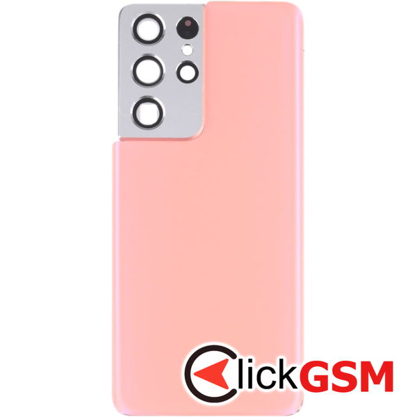 Piesa Piesa Capac Spate Cu Geam Camera Pink Samsung Galaxy S21 Ultra 5g 4b3t