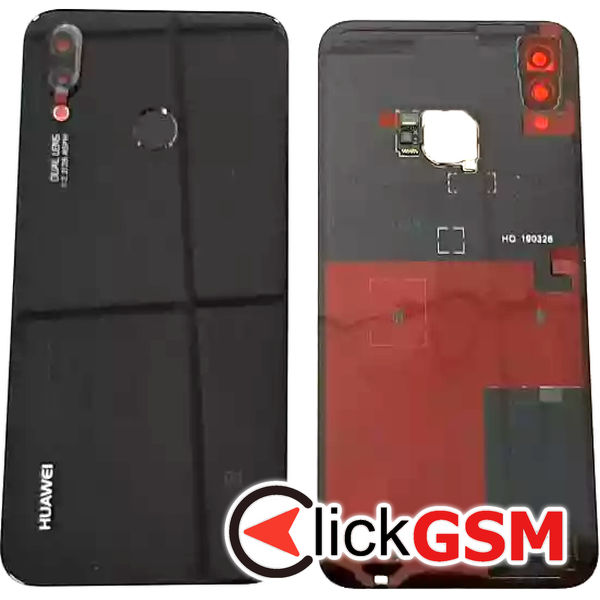 Piesa Capac Spate Cu Geam Camera Si Buton Amprenta Negru Huawei P20 Lite Ewi