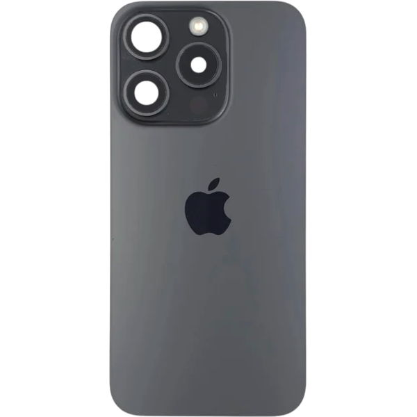 Capac Spate cu Geam Camera Swap Negru Apple iPhone 16 Pro · Capac spate iPhone 16 Pro, Black Titanium - Grade A (Original (provine din dezmembrari)) - include blit si incarcare wireless