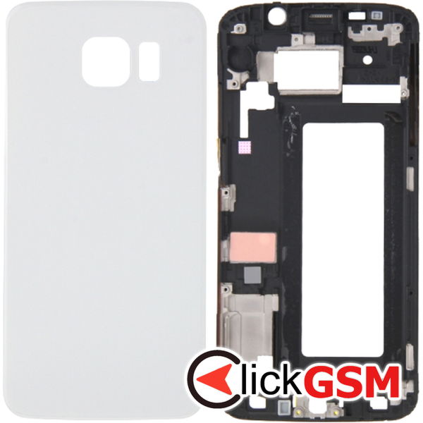 Piesa Piesa Capac Spate Cu Rama Display Alb Samsung Galaxy S6 Edge 4ojb