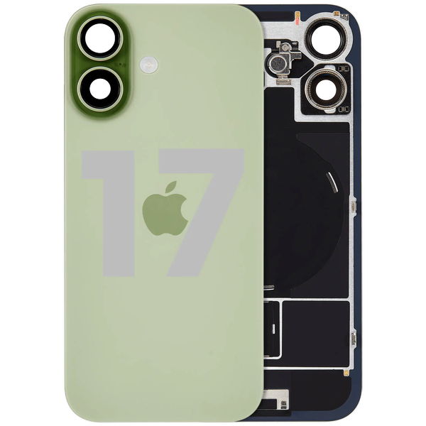Capac Spate Swap Verde Apple iPhone 17 · Back Glass wWith MagSafe Magnet, NFC & Flashlight Flex Cable For iPhone 17 (Used OEM Pull: Grade B) (Sage )
