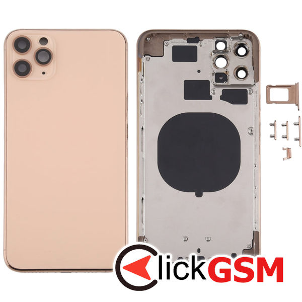 Piesa Piesa Carcasa Cu Capac Spate Geam Camera Si Suport Sim Gold Apple Iphone 11 Pro Max 4h0k