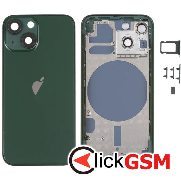 Piesa Carcasa Cu Capac Spate Geam Camera Si Suport Sim Green Apple Iphone 13 Mini 4gm4