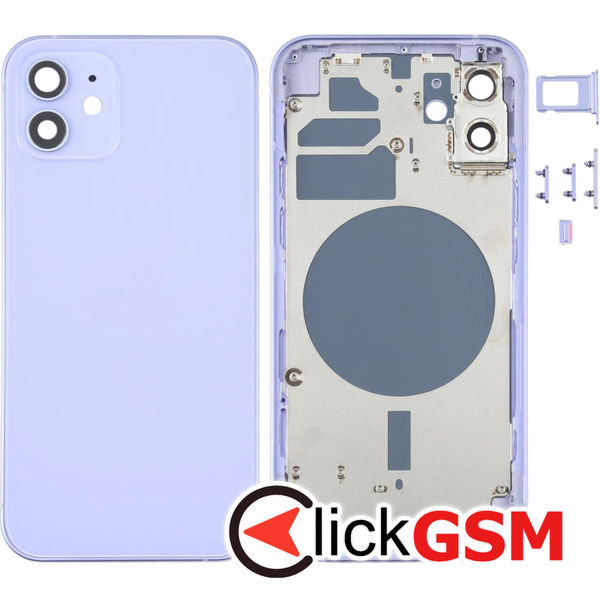 Piesa Piesa Carcasa Cu Capac Spate Geam Camera Si Suport Sim Purple Apple Iphone 12 4gpr