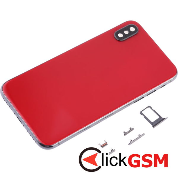 Piesa Carcasa Cu Capac Spate Geam Camera Si Suport Sim Red Apple Iphone X 4fwy