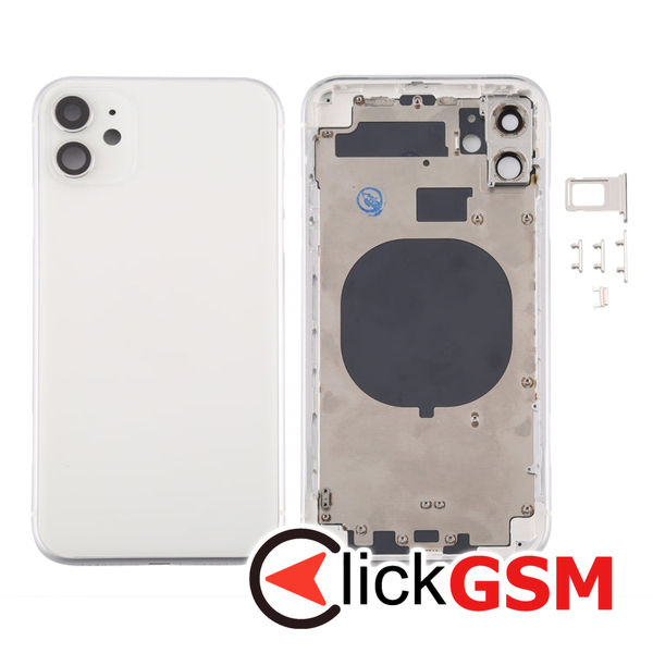 Piesa Carcasa Cu Capac Spate Geam Camera Si Suport Sim White Apple Iphone 11 4h3l