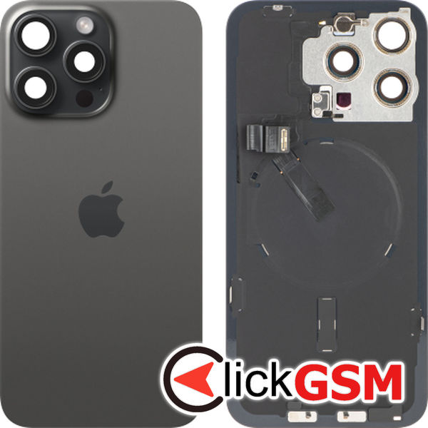 Piesa Piesa Carcasa Cu Capac Spate Negru Mat Apple Iphone 15 Pro Max Ubm