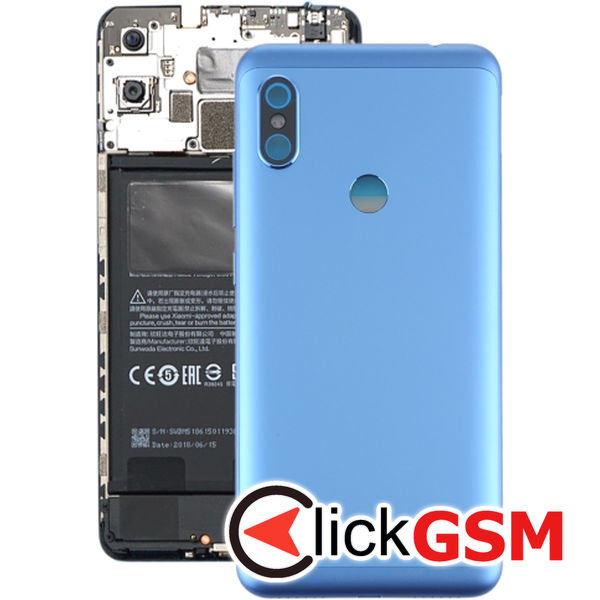 Piesa Piesa Carcasa Cu Capac Spate Si Geam Camera Albastru Xiaomi Redmi Note 6 Pro 1yze