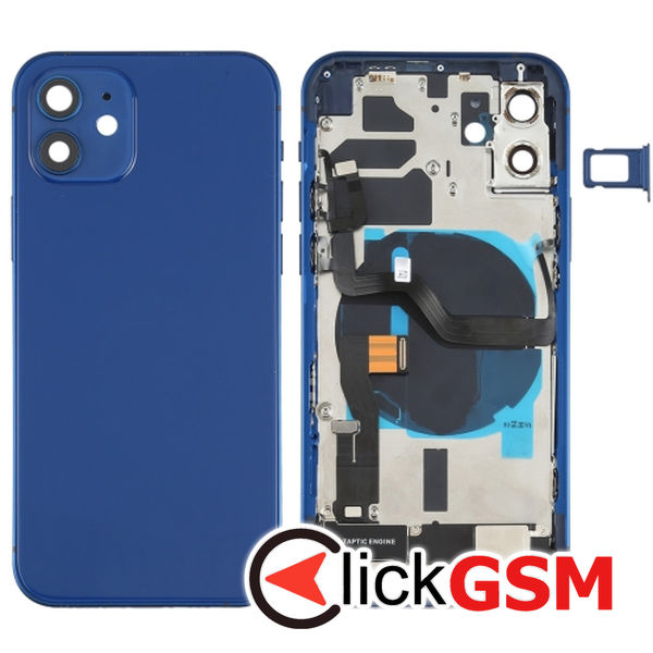 Piesa Carcasa Cu Capac Spate Si Geam Camera Blue Apple Iphone 12 4gpi