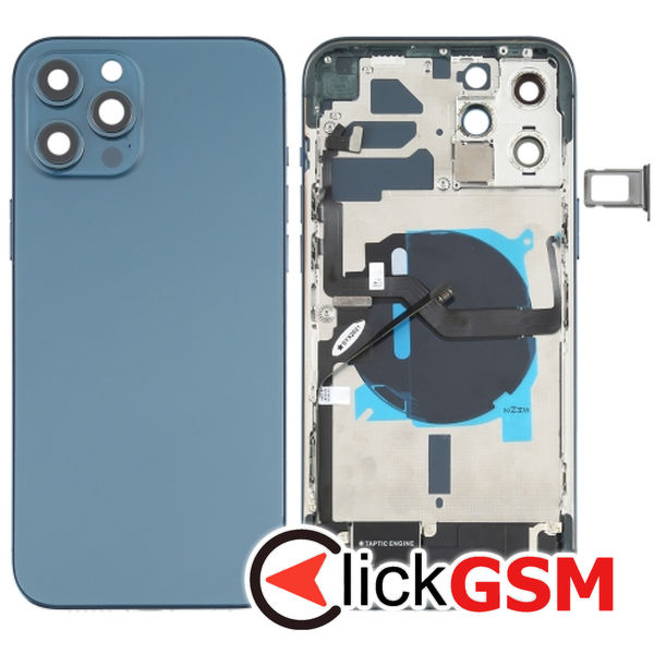 Piesa Piesa Carcasa Cu Capac Spate Si Geam Camera Blue Apple Iphone 12 Pro Max 4gts