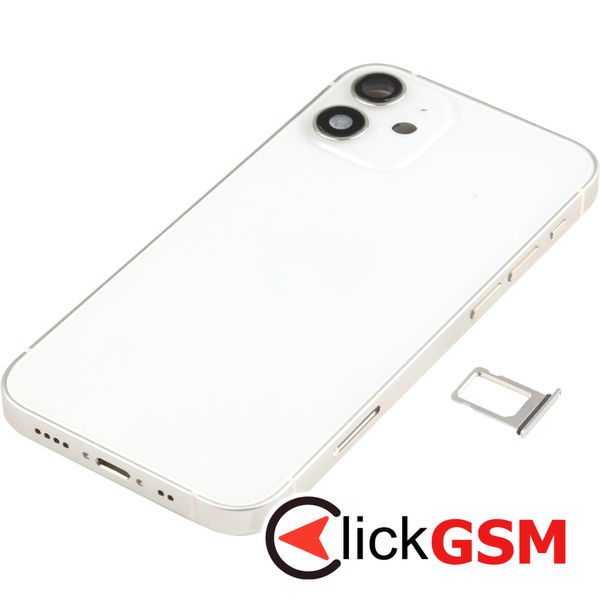 Piesa Piesa Carcasa Cu Capac Spate Si Geam Camera White Apple Iphone 12 Mini 4gw2