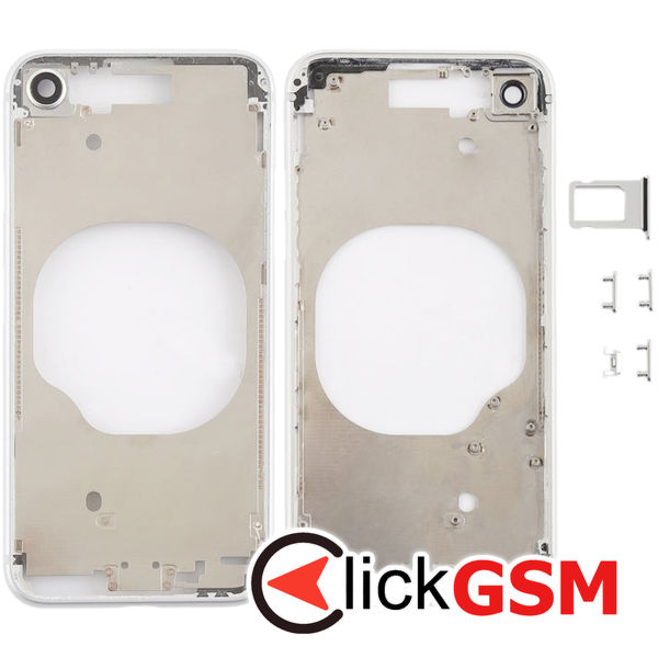 Piesa Piesa Carcasa Cu Capac Spate Si Geam Camera White Apple Iphone 8 4g1k