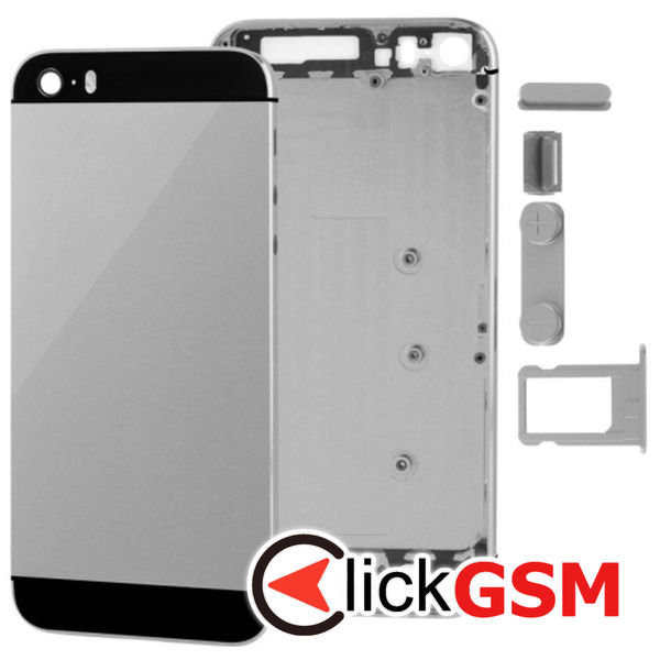 Piesa Carcasa Cu Capac Spate Si Suport Sim Grey Apple Iphone 5s 4fbh