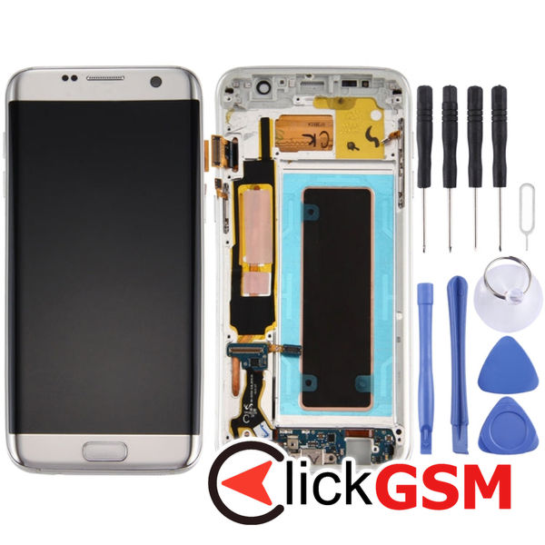 Piesa Display Cu Rama Si Modul Incarcare Black Samsung Galaxy S7 Edge 4ems