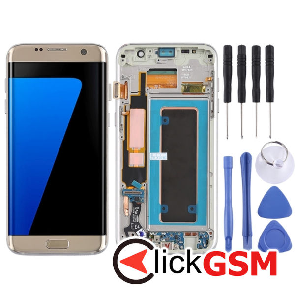 Piesa Display Cu Rama Si Modul Incarcare Gold Samsung Galaxy S7 Edge 4f0m