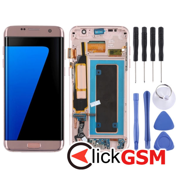 Piesa Display Cu Rama Si Modul Incarcare Rose Gold Samsung Galaxy S7 Edge 4f0l