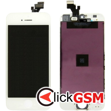 Display cu TouchScreen, Rama Alb Apple iPhone 5 pql