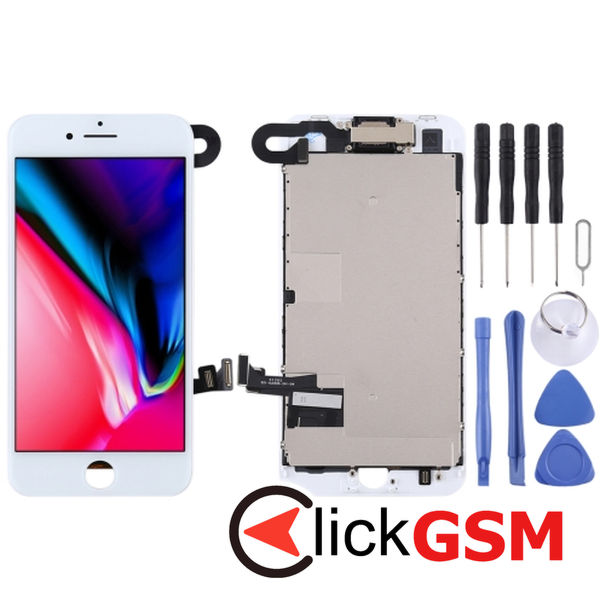 Piesa Display Cu Touchscreen Rama Si Camera Fata Apple Iphone 8 4n1v