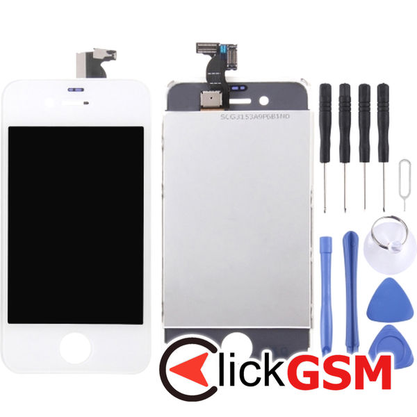 Piesa Piesa Display Cu Touchscreen Si Rama Alb Apple Iphone 4s 4f9l