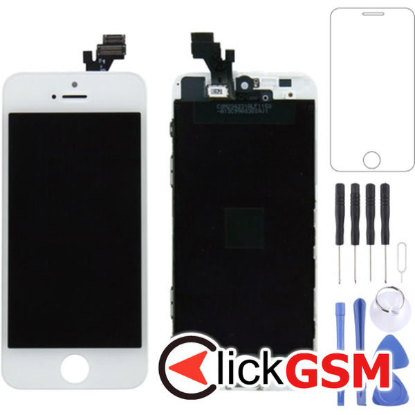 Piesa Display Cu Touchscreen Si Rama Alb Apple Iphone 5 4f9u