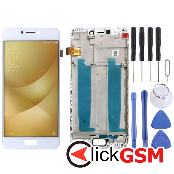 Piesa Display Cu Touchscreen Si Rama Alb Asus Zenfone 4 Max 25a0