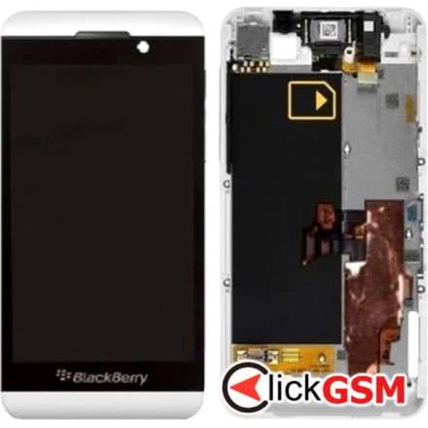 Piesa Display Cu Touchscreen Si Rama Alb Blackberry Z10 1exz