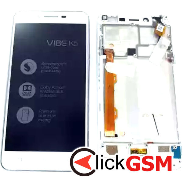 Piesa Piesa Display Cu Touchscreen Si Rama Alb Lenovo Vibe K5 1mna