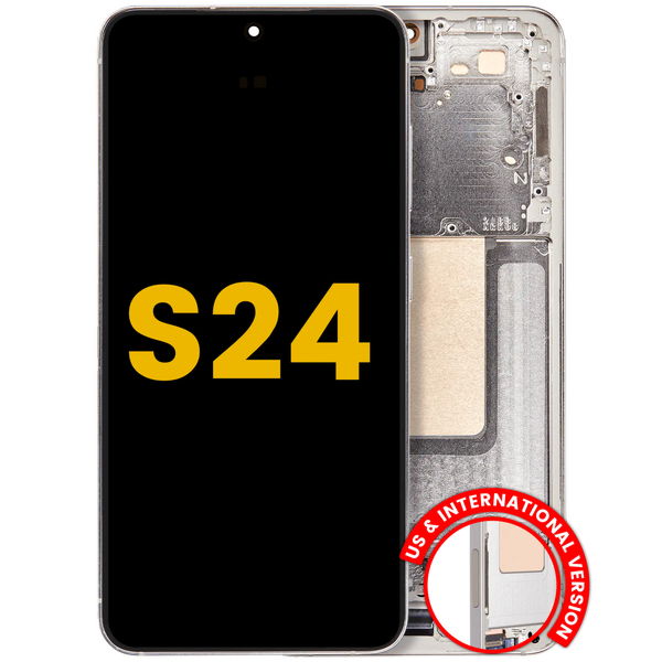 Schimbare Display cu TouchScreen, Rama Alb Samsung Galaxy S24 · OLED Assembly With Frame For Samsung Galaxy S24 5G (US & International Version) (Refurbished) (Amber Yellow)