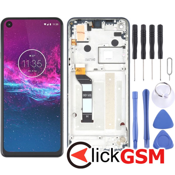 Piesa Piesa Display Cu Touchscreen Si Rama Albastru Motorola One Action 22rt