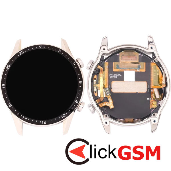 Piesa Piesa Display Cu Touchscreen Si Rama Argintiu Huawei Watch Gt2 46mm 4say