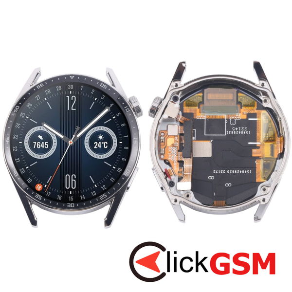 Piesa Display Cu Touchscreen Si Rama Argintiu Huawei Watch Gt3 46mm 2uu7