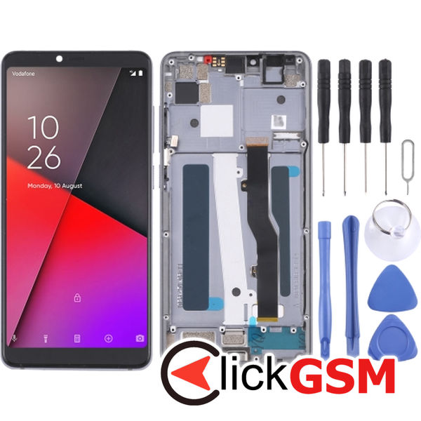 Piesa Display Cu Touchscreen Si Rama Argintiu Vodafone Smart X9 223h