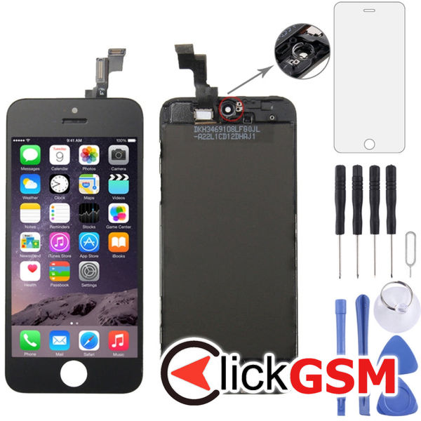 Piesa Piesa Display Cu Touchscreen Si Rama Black Apple Iphone 5s 4fbb