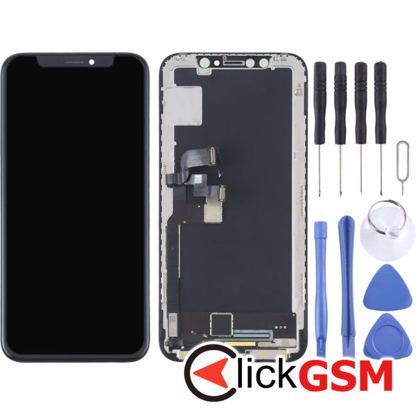 Piesa Display Cu Touchscreen Si Rama Black Apple Iphone X 4ftx