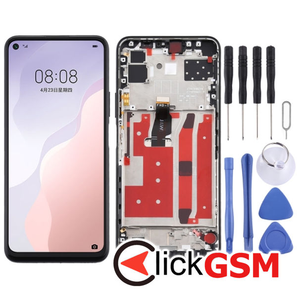 Piesa Display Cu Touchscreen Si Rama Black Huawei Nova 7 Se 5g 24kc