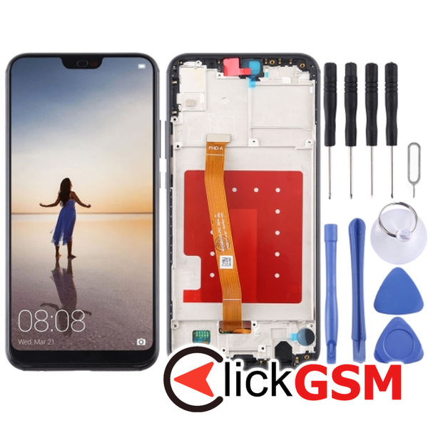 Piesa Piesa Display Cu Touchscreen Si Rama Black Huawei P20 Lite 2bc7