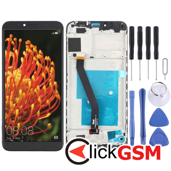 Piesa Display Cu Touchscreen Si Rama Black Huawei Y6 2018 24qa