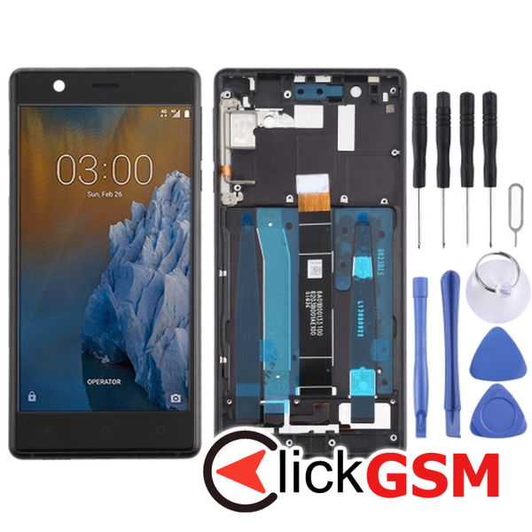 Piesa Piesa Display Cu Touchscreen Si Rama Black Nokia 3 49ip